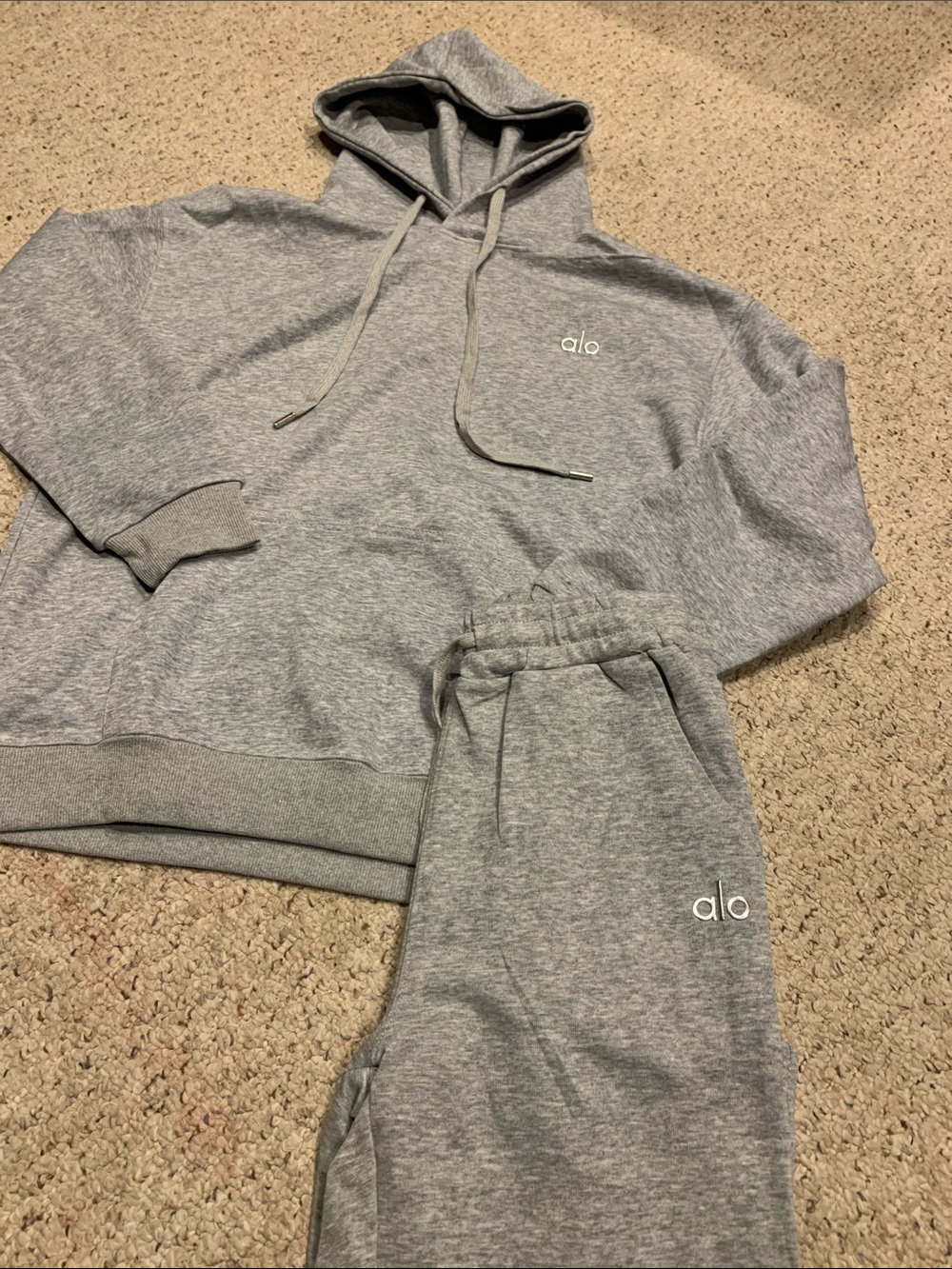 ALO Yoga Gray Hoodie and Joggers Set